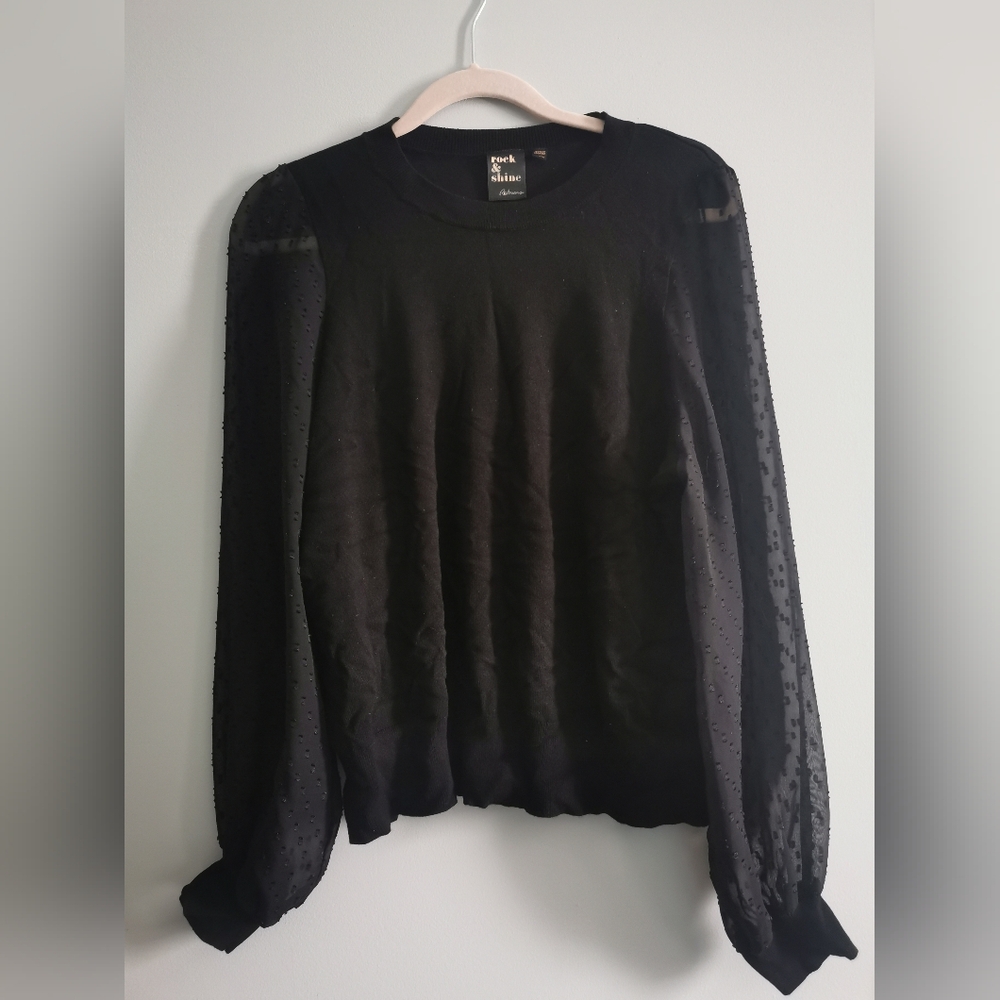 (3/$12) - Reitmans Womens Sheer Blouse. XXL Regular. Black